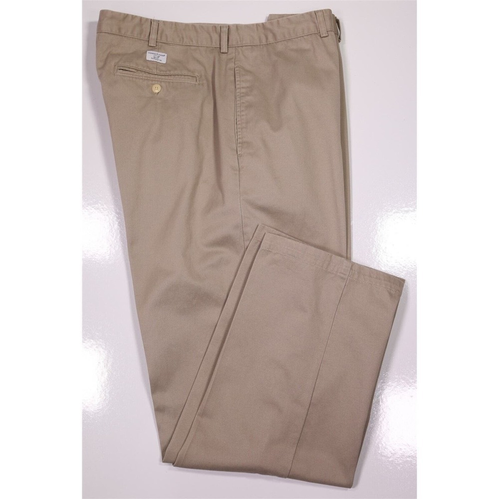 Vineyard Vines Solid Khaki Tan Flat Front Chino Pants 38x32